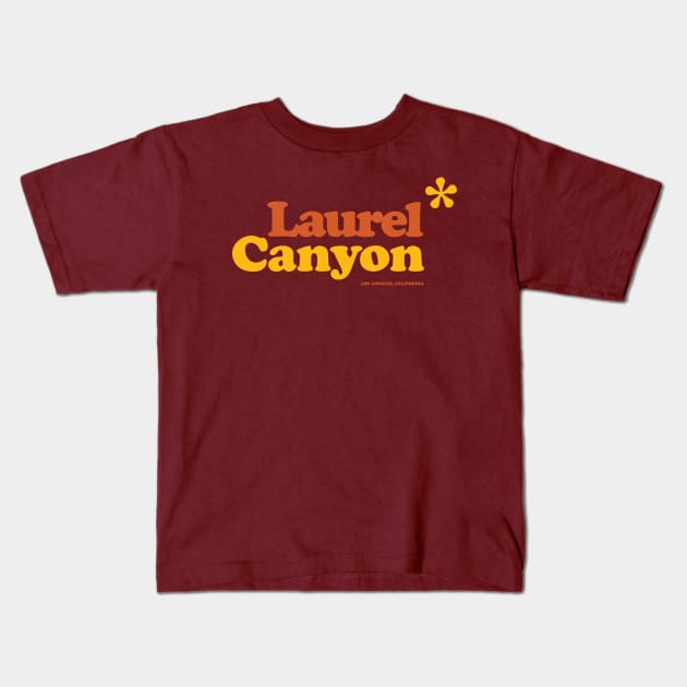 Vintage Laurel Canyon Jasmine flower logo 1970's Kids T-Shirt by retropetrol